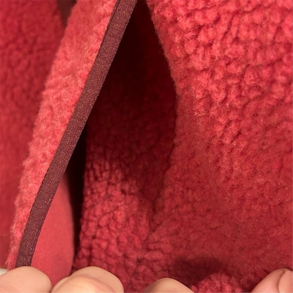 Lands' End Women's Sherpa Fleece Jacket Red Size M Snap Button Closure Pockets - Picture 5 of 12